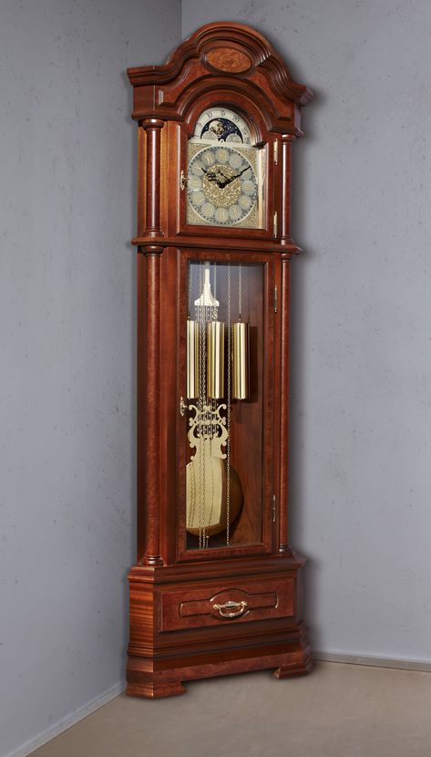 German Grandfather Corner Clock Hannover, solid nut tree - German Grandfather Clocks Grandfather's Clock, Antique Grandfather Clock, Clock Sound, Painted Brick Fireplaces, Grandfather Clocks, Clock Tattoo Design, Console Furniture, Handmade Clocks, Christmas Fireplace