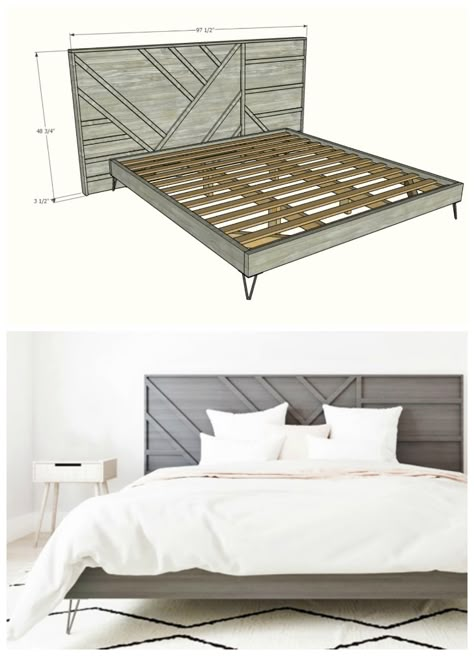 Headboard Plan, Statement Headboard, Diy Bed Headboard, Diy Headboard Ideas, Teenage Room Decor, Bed Headboard Design, Modern Headboard, Modern Platform Bed, Headboard Ideas