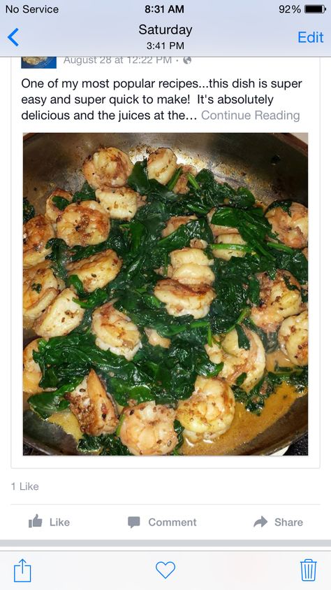 Shrimp Luciano Shrimp And Sauteed Spinach, Shrimp And Spinach, Shrimp Spinach, Cook Shrimp, Garlic Seasoning, Sauteed Spinach, Large Shrimp, Fresh Spinach, Shrimp Dishes