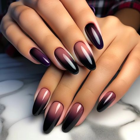 Black And Purple Nails, Nail Purple, Black Ombre Nails, Nail Art Ombre, Black Nail Designs, Nail Forms, Trendy Nail Design, Nail Designs Glitter, Gel Nail Designs