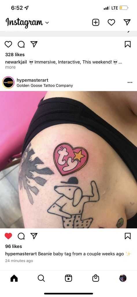 Beanie Baby Tattoo, Webkinz Tattoo, Bluey Tattoos, Lps Tattoo, 2010 Tattoo, Ty Tattoo, Tag Tattoo, Goose Tattoo, Lower Belly Tattoos