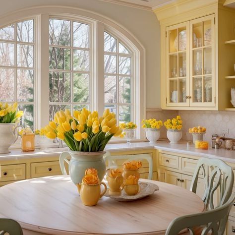 #homedesign #interiordesign #homedecor #designideas #interiorinspiration #modernhome #decortrends #homeinspo #architecture #homestyling Pastel Yellow Kitchen Cabinets, Butter Yellow Kitchen Cabinets, Yellow House Interior, Kitchen With Yellow Accents, Yellow Kitchen Aesthetic, Pastel Yellow Kitchen, Butter Yellow Kitchen, Yellow Farmhouse Kitchen, Yellow And Green Kitchen