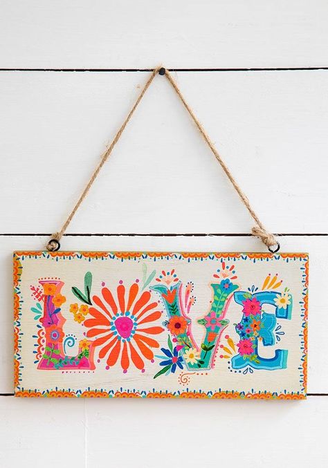 Love Wooden Wall Hanging Natural Life Colorful Boho Home, Surf Apparel, Wooden Wall Hanging, Wooden Wall Hangings, Decorative Wood, Love Sign, Diy Interior, Natural Life, Boho Home