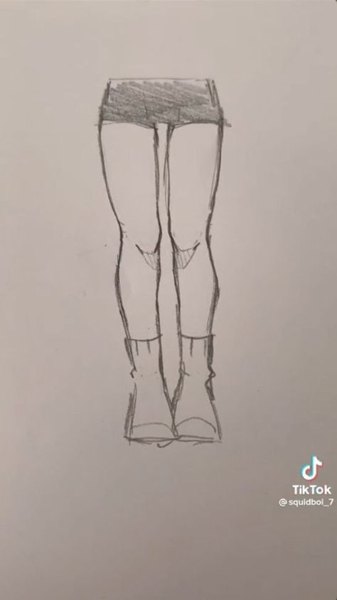 Credit to @squidboi_7 on tiktok Legs Anime Drawing, Art Body Tutorials Tiktok, How To Draw Legs Tut, Leg Sketch Reference, Pulling Hair Back Reference, Front Drawing Reference, Legs Drawing Sketches, Drawing Legs Tutorial, Legs Tutorial Drawing