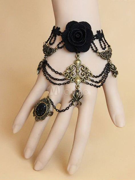 Bronze Layered Cotton Blend Gothic Lolita Bracelet $18.99 AT vintagedancer.com Lace Bracelet, Hand Accessories, Magical Jewelry, Hand Jewelry, Fantasy Jewelry, Gothic Jewelry, Gothic Lolita, Women Trends, Lolita Fashion