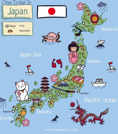 Cities To Visit In Japan. Via Hand Luggage Only Tourist Aesthetic, Sejarah Asia, Bahasa Jepun, Materi Bahasa Jepang, All About Japan, Japan Map, Japanese Language Learning, Japan Travel Tips, Go To Japan