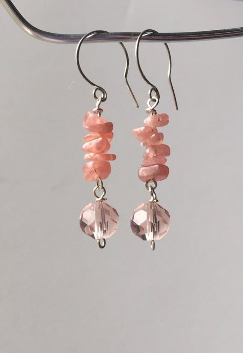 Anting Manik, Beaded Jewelry Earrings, Homemade Earrings, Crystals Earrings, Diy Jewelry Earrings, Diy Jewelry Inspiration, Jewelry Making Earrings, Diy Wire Jewelry, Earrings Inspiration