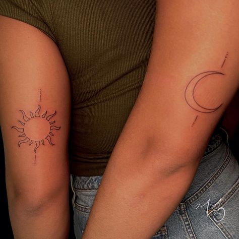 Connected☀️🌙Who doesn’t love a best friends session? Studio Owner/Tattoo Artist - Zoe Litz @zx3bih Located @zx3artistry in Cocoa Beach, Florida Tattoo made with care and supplies by @dead_raven_tattoo_supply @painfulpleasures @allegoryink @recoveryaftercare @inkjetstencils @bishoprotary #zx3ink #zx3artistry #zx3 #cocoabeachtattoo #cocoabeachfinelinetattoo #capecanaveraltattoos #sunandmoontattoo #bestfriendtattoos #matchingtattoos Connected Tattoos, Best Friend Session, Florida Tattoo, Florida Tattoos, Cocoa Beach Florida, Beach Tattoo, Raven Tattoo, Cape Canaveral, Best Friend Tattoos