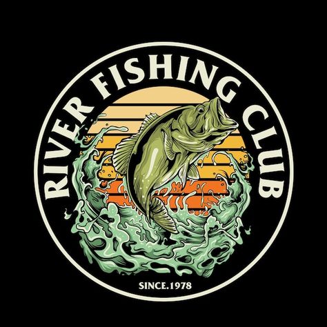 Fish Restaurant Logo, Bass Logo, Fishing Logo, Fish Restaurant, Nature Logo Design, Retro Logo Design, Team Logo Design, Fish Graphic, Smooth Sailing