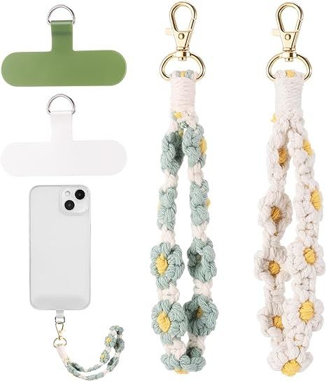 Macrame Phone Charm, Crochet Phone Strap, Macrame Phone Strap, Phone Wrist Strap, Phone Essentials, Simpul Makrame, Macrame Flower, Comfortable Life, Bracelet Keychain