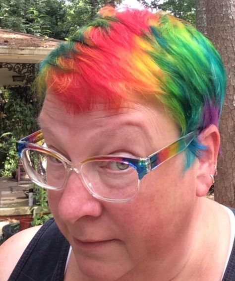 I love my rainbow hair! Different every time! Rainbow Pixie Hair, Rainbow Short Hair, Short Rainbow Hair, Hair Meme, Cute Haircuts, Rainbow Hair, Rainbow Dash, Pixie Hairstyles, Pixie Cut