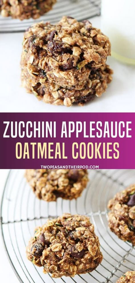 Apple Sauce Oatmeal, Zucchini Applesauce, Applesauce Oatmeal Cookies, Oatmeal Raisins, Zucchini Cookie Recipes, Applesauce Oatmeal, Oatmeal Applesauce Cookies, Zucchini Desserts, Applesauce Cookies