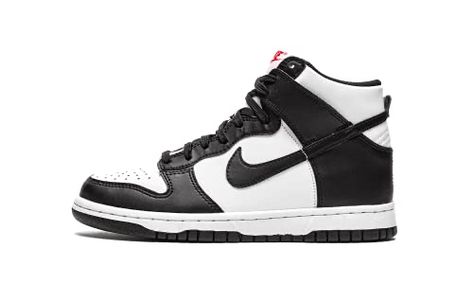 Nike Shoes Black And White High Tops, Black And White Nike High Tops, Uga Outfits, Nike Dunks High Tops, Dunks High Top, Nike High Dunks, Red Nike Logo, Black Nike High Tops, High Top Nikes