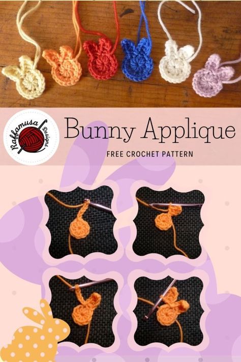 Pin the free pattern fo the Bunny Applique on your Pinterest board! Free Crochet Bunny, Crochet Patterns Baby, Crochet Easter Bunny, Crochet Bunnies, Bunny Applique, Easter Applique, Crochet Appliques, Crochet Baby Hat Patterns, Crocheting Patterns