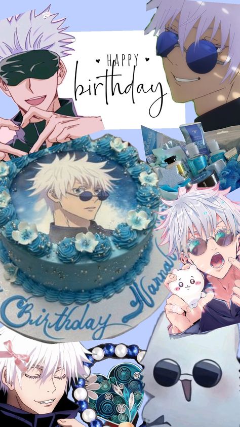 happy birthday Gojo Birthday Edit, Happy Birthday Gojo Satoru, Gojo Bday, Gojo Happy Birthday, Gojo Satoru Birthday, Gojo Birthday, Gojo Wallpaper, Anime Cake, Happy Birthday Wallpaper