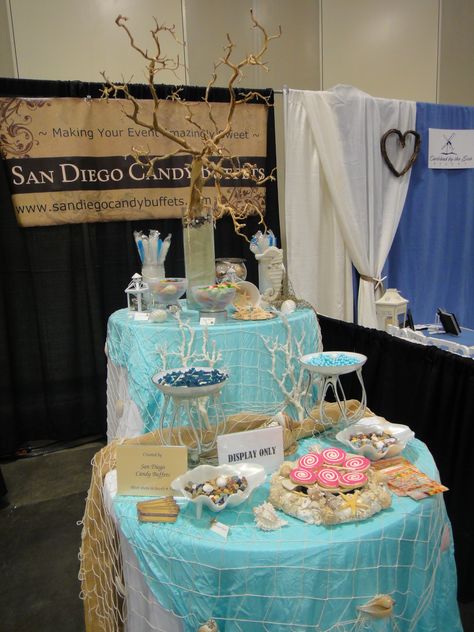 Ocean Themed Dessert Table, Beachy Dessert Table, Beach Themed Candy Bar, Ocean Theme Candy Table, Fish Theme Candy Bar, Ocean Theme Candy Bar, Height Difference, Beach Bridal Showers, Beach Wedding Cake