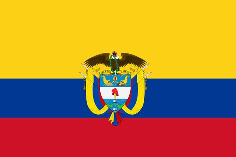 Bandera de Colombia con escudo Colombia Independence Day, Colombia Flag, National Flags, Cali Colombia, National Flag, Postage Stamps, Ecuador, Independence Day, Columbia