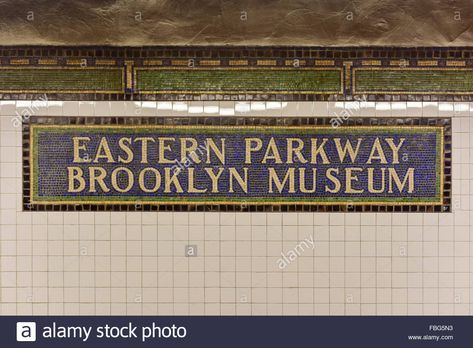 Brooklyn, New York - January 10, 2016: Eastern Parkway Brooklyn Museum Subway Stop sign in Brooklyn, New York in the New York Ci Stock Photo Brooklyn Subway, Brooklyn In Cursive, Map Of Brooklyn, Eastern Parkway Brooklyn, 86th Street Brooklyn, New York January, January 10, Stop Sign, Brooklyn New York