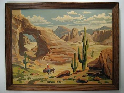 22V | Paint By Number Museum Desert Modern Decor, Southwestern Paintings, Spring Studios, Number Art, Wilde Westen, Stone Arch, Desert Painting, Flat Vector, Paint By Numbers