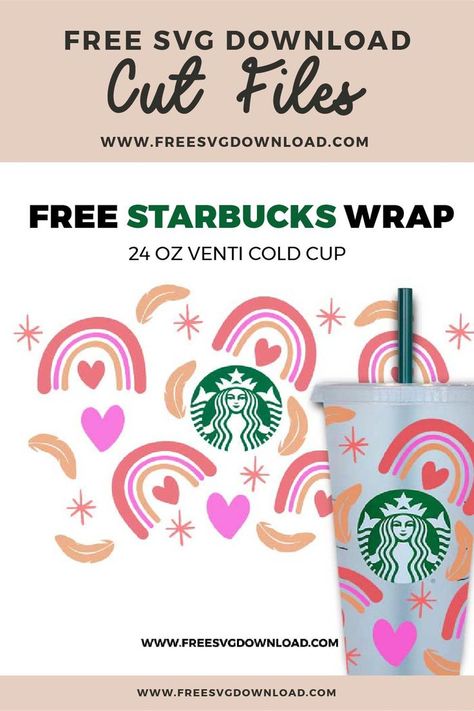 Starbucks Wrap Svg, Starbucks Wrap, Starbucks Cup Design, Starbucks Design, Svg Rainbow, Starbucks Svg, Cricut Svg Files Free, Boho Svg, Cricut Stencils