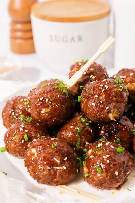 Easy Beef Bulgogi Meatballs | Two Plaid Aprons Beef Bulgogi Meatballs, Bulgogi Meatballs, Easy Beef Bulgogi, Bulgogi Marinade, Korean Beef Bulgogi, Bulgogi Sauce, Grilled Ribeye, Meatball Bake, Chicken Rice Bowls