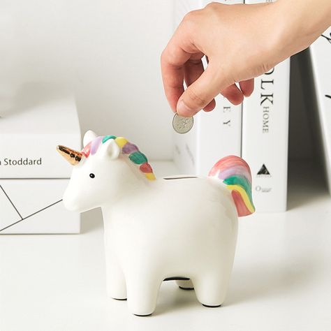 Ceramic Crafts Unicorn Piggy Bank Large Girl Banknote Money Boxs Piggy Bank Design, Unicorn Piggy Bank, Ceramic Unicorn, Ceramic Crafts, Banknotes Money, Tech Jewelry, Valentines Day Baby, Tool Pouch, Cute Piggies