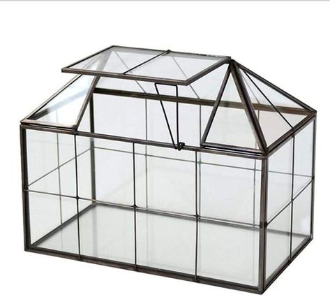 Tabletop Black Glass Geometric Terrarium House Shape Desktop Glass Planter for Moss Succulent Plants Decor Clear Terrarium with Lid Greenhouse Terrarium for Home Office Tabletop Greenhouse, Terrarium Closed, Terrarium House, Desktop Planter, Lead Light, Gardening Pots, House Planter, Victorian Townhouse, Terrarium Containers