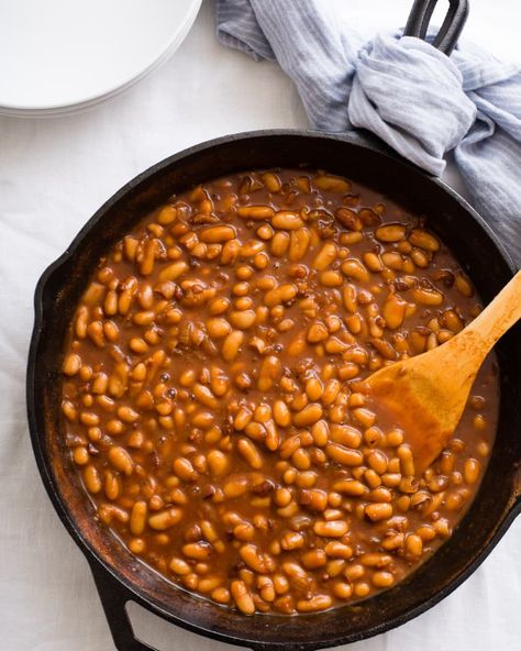 Fast and Fancy Pork and Beans | Kitchn Pork And Beans Recipe, Pork And Beans, Pork N Beans, Salt Pork, Baked Bean Recipes, Cooked Apples, Canned Beans, Beans Recipe, Minced Meat