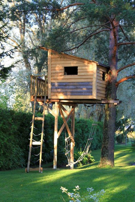 Easy Tree House, Simpson Aesthetic, Backyard Treehouse, Simple Tree House, Hut House, Tree House Plans, Tree Fort, Backyard Trees, Tree House Diy