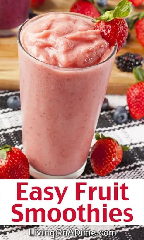 Try this Homemade Fruit Smoothies Recipe, along with lots of extra add-in suggestions to give you lots of variety! They are both healthy and delicious! Recipes For Smoothies Fruit, Real Fruit Smoothies Recipes, All Fruit Smoothie Recipes, Quick Smoothie Recipes Frozen Fruit, Jugo Juice Smoothie Recipes, Smoothie Recipes Sweet, Healthy Fruit Smoothies Recipes, Smoothie Recipes With Apple Juice, Fruit Shakes Recipes Healthy