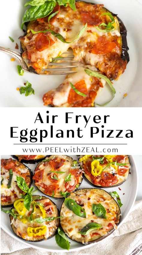 Eggplant Pizza Recipe, Air Fryer Eggplant, Pizza Craving, Eggplant Pizza, Easy Eggplant, Eggplant Pizzas, Zucchini Pizza Bites, Italian Chopped Salad, Craving Pizza