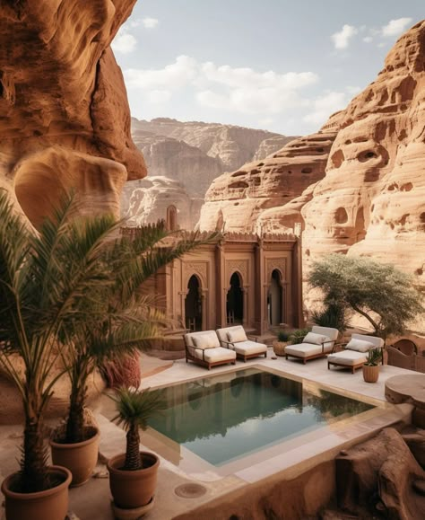 Arabic Mansion, Desert Mansion, Arabic Interior Design, Middle Eastern Decor, Moroccan Houses, African House, Egyptian Inspired, Dream Mansion, Petra Jordan