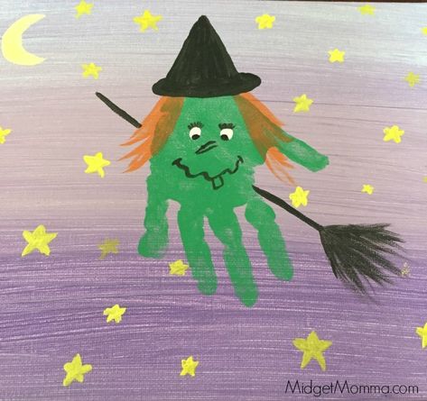 Halloween Paint Crafts For Kids, Halloween Paint Crafts, Halloween Witch Kids, Paint Crafts For Kids, Hand Print Art, Diy Leaf, Halloween Crafts Preschool, Baby Art Projects, Halloween Arts And Crafts