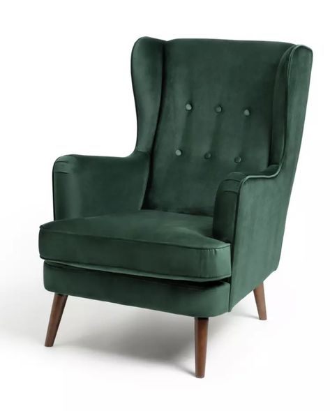 Cosy Armchair, Velvet Wingback Chair, Velvet Footstool, Green Armchair, Wingback Armchair, Cosy Living Room, Cozy Chair, Free Fabric Swatches, Dream Living