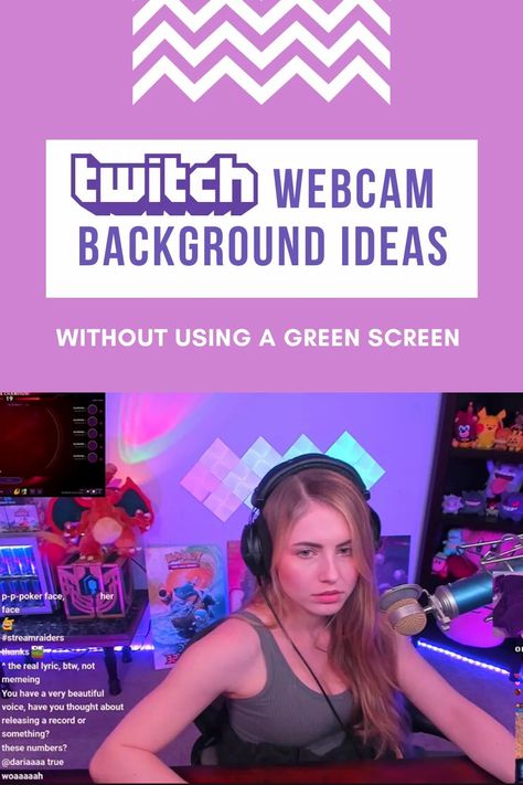 Ideas from real Twitch streamers on setting up a beautiful Twitch webcam background scene that looks as good or better than any green screen. Streaming Lighting Setup, Twitch Stream Backdrop, Streaming Backdrop Ideas, Small Streamer Setup, Twitch Background Ideas, Stream Background Room, Streaming Studio Design, Twitch Streamer Outfit, Streaming Room Background Ideas