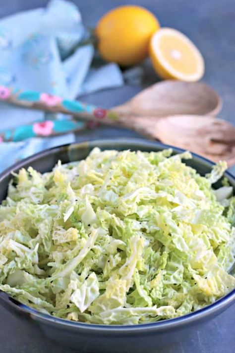 Meyer Lemon Vinaigrette, Salad Cabbage, Raw Cabbage, Cabbage Salad Recipes, Savoy Cabbage, Vegan Salad Recipes, Lemon Vinaigrette, Cabbage Salad, Green Cabbage