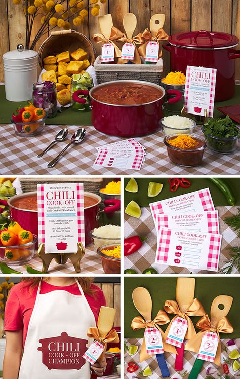 Make sure your homemade chili showdown goes off without a hitch with these simple chili cook-off ideas. Use Avery products and templates to personalize your party and make it unforgettable! Chili Cookoff Ideas Decorations Signs, Chili Cookoff Party Ideas, Chili Cook Off Ideas Parties, Chile Cookoff Ideas, Ward Chili Cook Off, How To Do A Chili Cookoff, Chili Cook Off Gift Basket Ideas, Chilli Cook Off Ideas, Chili Cookoff Awards Ideas