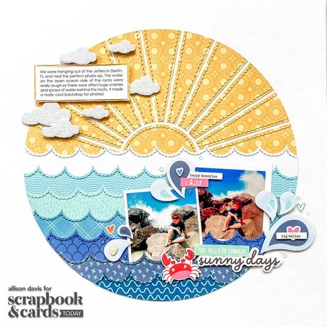 Allison Davis, Cool Backdrops, Beach Scrapbook Layouts, Beach Scrapbook, Scrapbook Generation, Scrapbook Design Layout, Scrapbook Design, Vacation Scrapbook, Summer Scrapbook