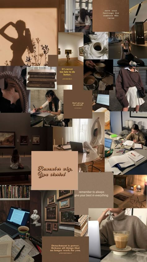 Visionboard Aesthetic Brown, Brown Aesthetic Study Wallpaper, Book Aesthetic Vision Board, 2024 Vision Board Brown, Brown Vision Board Wallpaper, Brown Study Aesthetic Wallpaper, Dream Board Aesthetic Wallpaper, Character Vision Board, Vision Board Lockscreen Aesthetic