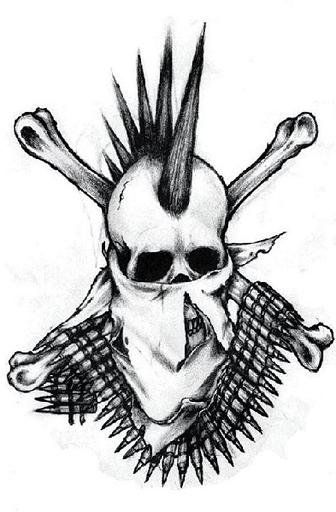 Punk Skull Tattoo Punk Tattoo Ideas, Punk Rock Tattoos, Apocalypse Tattoo, Punk Tattoos, Punk Drawing, Punk Tattoo, Skull Girl Tattoo, Skull Stencil, Rock Tattoo