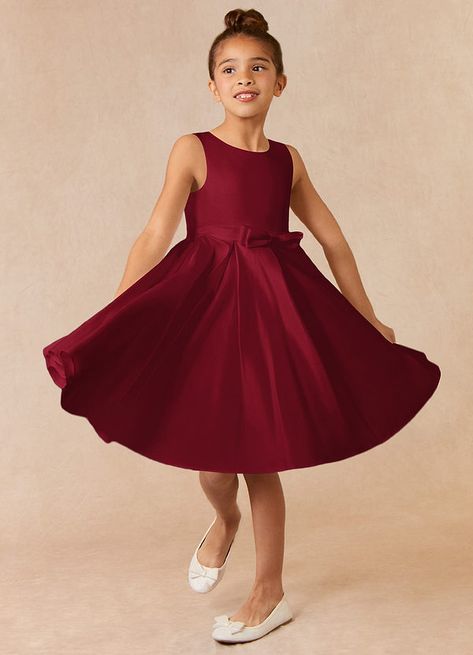 Complete your bridal party with our clean modern Matte Satin flower girl dress, Coco. Her scoop neckline is complimented by a belt with a bow at the front. The skirt is pleated beautifully to flare as she walks down the aisle. Satin Flower Girl Dresses, Burgundy Flower Girl Dress, Burgundy Wedding Flowers, Red Flower Girl Dresses, Daughters Wedding, Satin Flower Girl Dress, Girl Red Dress, White Flower Girl Dresses, Family Shoot