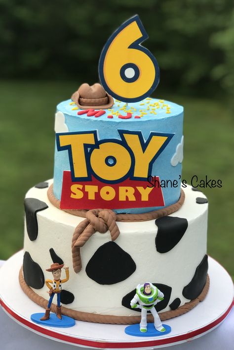 Toy Story Birthday cake Toys Story Cake Ideas, Simple Toy Story Cake No Fondant, 2nd Toy Story Birthday Party, Toy Story Easy Cake, Toy Story Neutral Cake, Toy Story Cake 2 Tier, Toys Story Birthday Cake, Toy Story Loot Bag Ideas, You Story Birthday Cake