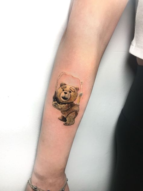 Ted Tattoo Bear, Ted Tattoo, Teddy Tattoo, Film Tattoo, Detailed Tattoos, Micro Realism, Ted Bear, Realism Tattoos, His Style