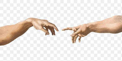 Hands Png Aesthetic, Michelangelo Hands Aesthetic, Hands Michelangelo, Hands Of God And Adam, Michelangelo Hands, Reaching Hand, Overlay Stickers, Hand Png, Greek Paintings