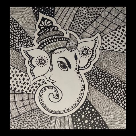 Ganpati art..Ganpati Bappa Morya..🙏🏻 Ganpati Bappa Doodle Art, Ganpati Bappa Mandala Art, Ganpati Art, Ganpati Drawing, Besties Funny, Lucky Art, Ganpati Bappa Morya, Ganesha Drawing, Madhubani Paintings