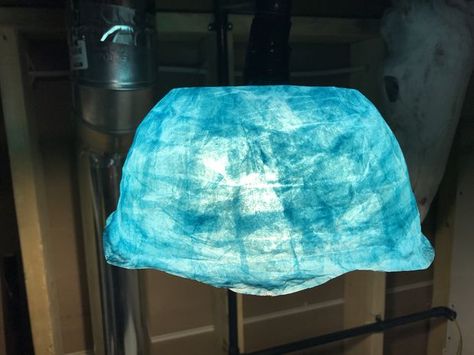 Paper Mache Lamp Shade Paper Mache Lamp Shade, Papier Mache Lamp, Lanterns At Night, Paper Mache Lamp, Lamp Shade Art, Vintage Lamp Shades, Country Lamps, Old Lamp Shades, Paper Mache Ideas