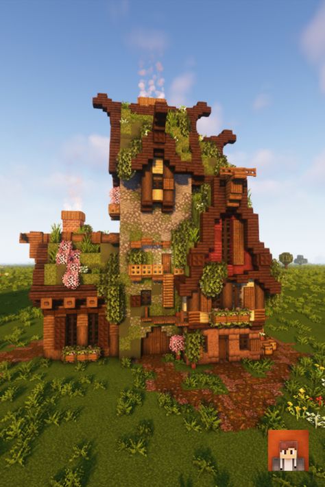 Overgrown Aesthetic Minecraft, Minecraft House Moss Roof, Mossy Cobblestone Minecraft, Moss Farm Minecraft, Minecraft Moss House Ideas, Mossy Houses Minecraft, Minecraft Tree Stump House, Mossy Minecraft House, Moss Roof Minecraft