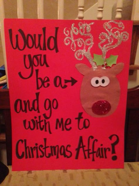 Christmas Promposal, Christmas Dance Proposal, Winter Ball Poster Ideas, Winter Formal Asking Ideas, Formal Proposals, Homecoming Poster Ideas, Fashion Designer Aesthetics, Homecoming Posters, Ask Out