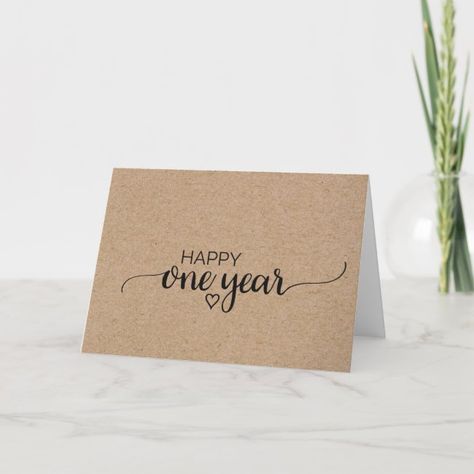 Rustic Faux Kraft Calligraphy One Year Anniversary Card #affiliate , #sponsored, #Calligraphy#Year#Anniversary#Kraft One Year Anniversary Card, One Year Wedding Anniversary, Anniversary Cards For Couple, Happy One Year Anniversary, Happy Anniversary Cards, Diy Anniversary, Industrial Photography, Anniversary Invitations, Brown Kraft Paper