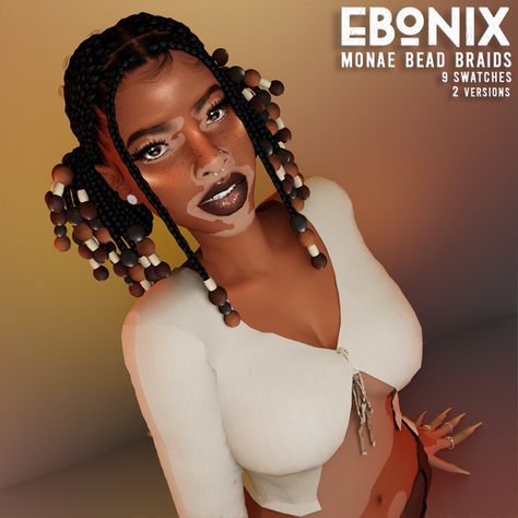 🌞Monae Bead Braids🌞 | Ebonix on Patreon Sims 4 Custom Content Female Hair, The Sims 4 Cc For Women Hair, Black Woman Sims 4 Cc, Sims 4 Cc Maxis Match Hair Collection, Sims 4 Cc Fulani Braids, Sims 4 Braid Pigtails, Sims 4 Cc Hair For Black Sims, Ts4 Cc Hair Black, Black Hair Cc Sims 4 Maxis Match